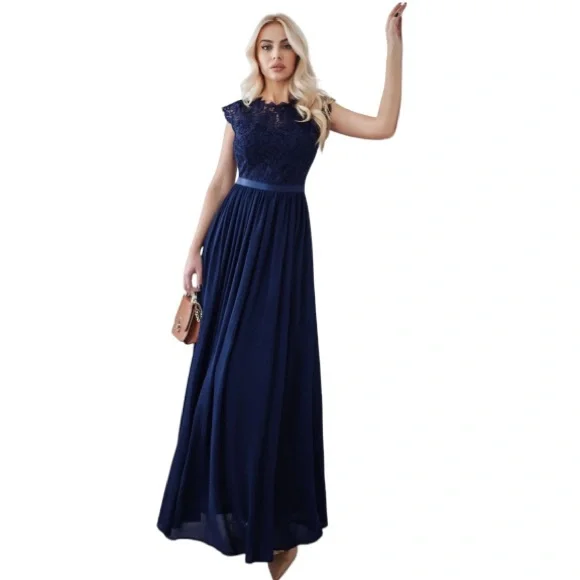 Miusol | Dresses | Nwt Miusol Floral Lace Bodice Chiffon Ribbon Waist Maxi  Formal Dress | Poshmark